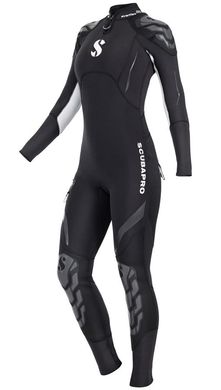 , Черный, For diving, Wet wetsuit, Women's, Monocoat, 5 mm, 15 to 25 ° C, Without a helmet, Behind, Neoprene, Nylon