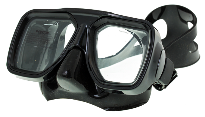 , Черный, For diving, Masks, Double-glass, Plastic, One Size
