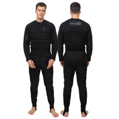 , Черный, For diving, Insulation under a dry wetsuit, Male, Monocoat, For cold water, Without a helmet, Front, Nylon / fleece, Nylon, S Short