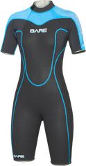 , Голубой, For diving, Wet wetsuit, Women's, Shortened, 2 mm, 30 ° C, Without a helmet, Behind, Neoprene, Nylon, 10