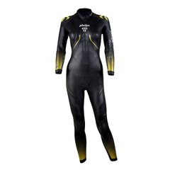 , Черный, триатлон, Wet wetsuit, Women's, Monocoat, 5 mm, For warm water, Without a helmet, Behind, Neoprene, Nylon