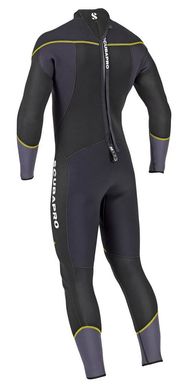, Black / Gray, For diving, Wet wetsuit, Male, Monocoat, 3 mm, For warm water, Without a helmet, Behind, Neoprene, Nylon, M