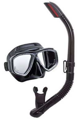 , Black / Yellow, For diving, Sets, Double-glass, Plastic, 1 valve