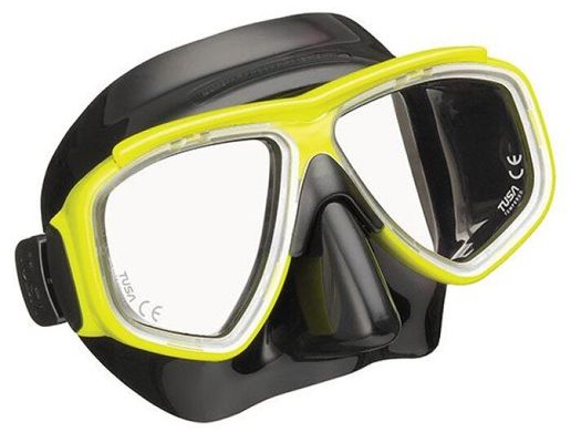 , Black / Yellow, For diving, Sets, Double-glass, Plastic, 1 valve