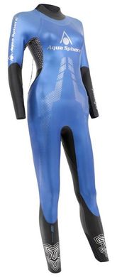 Гидрокостюм для триатлона женский Aqua Sphere Phantom 5.2.1,5 mm, Голубой, триатлон, Женский, Монокостюм, 5 мм, от 15 до 25 ° C, Без шлема, Сзади, Неопрен, XS
