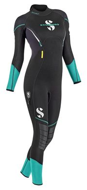 , Черный, For diving, Wet wetsuit, Women's, Monocoat, 3 mm, For warm water, Without a helmet, Behind, Neoprene, Nylon