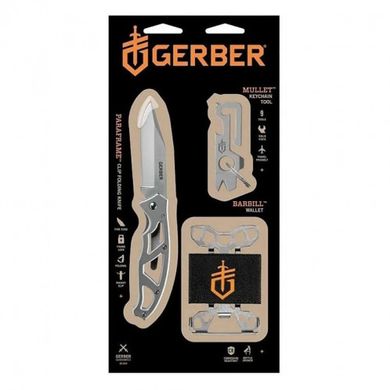 Подарочный набор Gerber нож Paraframe I + Mullet Solid State Stonewash Card + Barbill