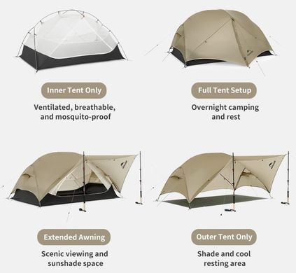 Намет одномісний ультралегкий Naturehike Mongar UL CNK2550WS016 khaki