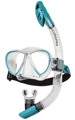 , Turquoise, For diving, Sets, Double-glass, Plastic, 2 valves