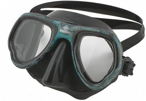 , Black / Green, For spearfishing, Masks, Double-glass, Plastic
