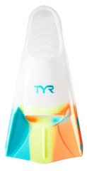 Ласты короткие для бассейна TYR Stryker Silicone Fins, S orange/teal/yellow/clear