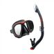 , Black / Red, For snorkeling, Sets, Double-glass, Plastic, 1 valve