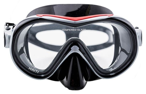 , Black / Red, For diving, Masks, Single-glass, Plastic, One Size