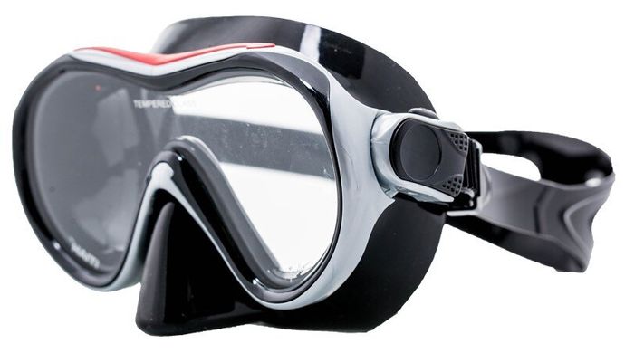 , Black / Red, For diving, Masks, Single-glass, Plastic, One Size