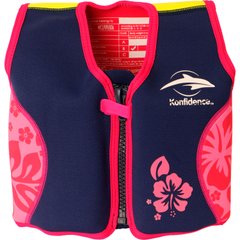 Плавательный детский жилет Konfidence Original Jacket, S, navy pink hibiscus