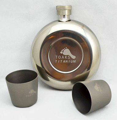 TOAKS Titanium Wine Flask with Shot Glass Combo Set