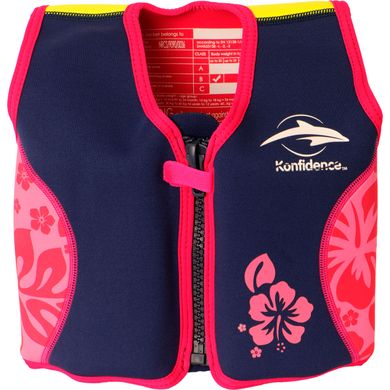 Плавальний дитячий жилет Konfidence Original Jacket, S, navy pink hibiscus