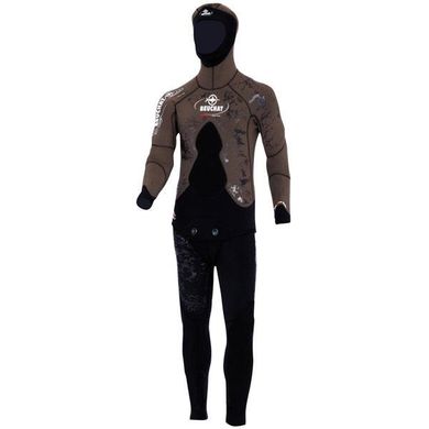 , Коричневый, For spearfishing, Wet wetsuit, Male, Monocoat + jacket, 5 mm, 22 to 30 ° C, Included, No, Neoprene, Open time, L