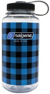 Пляшка для води Nalgene Wide Mouth Plaid Water Bottle Blue Plaid 1L