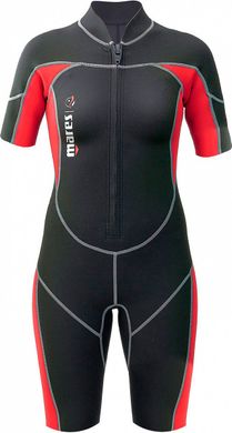 , Black / Red, For diving, Wet wetsuit, Women's, Shortened, 2,2 мм, 22 to 30 ° C, Without a helmet, Front, Neoprene, 4