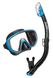 , Black / Blue, For snorkeling, Sets, Single-glass, Plastic, 2 valves