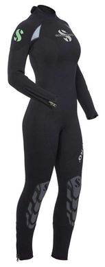 , Черный, For diving, Wet wetsuit, Women's, Monocoat, 5 mm, 15 to 25 ° C, Without a helmet, Behind, Neoprene, Nylon