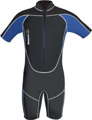 , Темно-синий, For diving, Wet wetsuit, Male, Shortened, 2,2 мм, 22 to 30 ° C, Without a helmet, Front, Neoprene, 3
