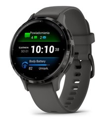 Garmin Venu 3S Slate Stainless Steel Bezel with Pebble Gray Case and Silicone Band