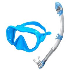 Набір Seac Sub маска Touch + трубка Vortex Dry, Блакитний, Для дайвінгу, Набори, З одним склом, Безкорпусний, 1 клапан