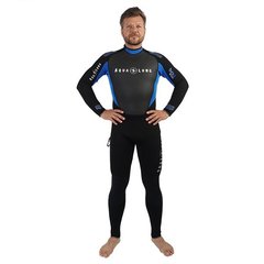 , Black / Blue, For diving, Wet wetsuit, Male, Monocoat, 3 mm, For warm water, Without a helmet, Behind, Neoprene, M