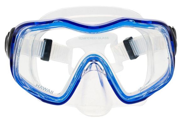 , White / Blue, For snorkeling, Masks, Single-glass, Plastic, One Size