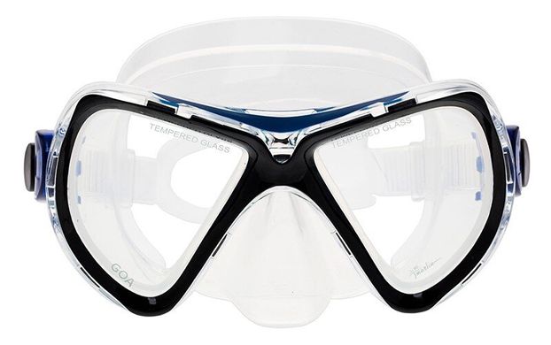 , Black / White, For diving, Masks, Double-glass, Plastic, One Size