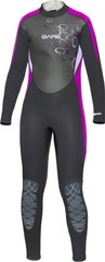 , Black / Pink, For diving, Wet wetsuit, Children, Monocoat, 3/2 мм, For warm water, Without a helmet, Behind, Neoprene, Nylon, 6