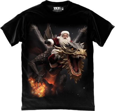 Santa Riding Fire Dragon - 9000256-black Kids size S