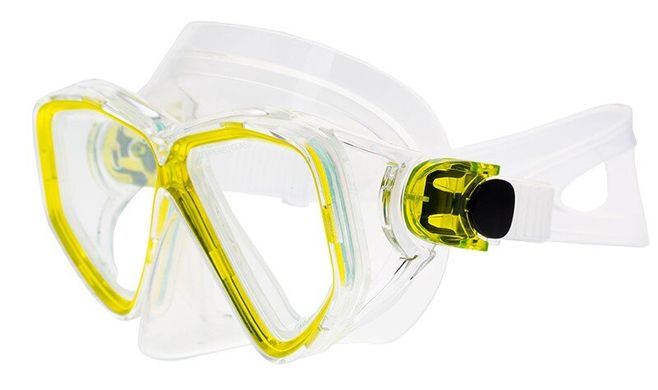 , Жёлтый, For diving, Masks, Double-glass, Plastic, One Size