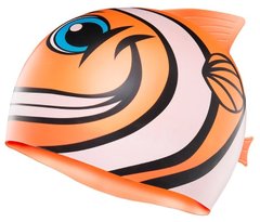 TYR CharacTYRS Happy Fish Silicone Kids Swim Cap Orange