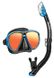 , Black / Blue, For snorkeling, Sets, Double-glass, Plastic, 1 valve