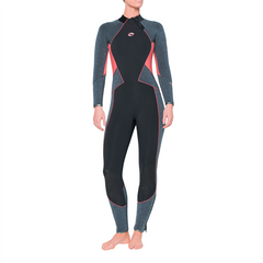 , серый, For diving, Wet wetsuit, Women's, Monocoat, 5 mm, For warm water, Without a helmet, Behind, Neoprene, Open time, 4