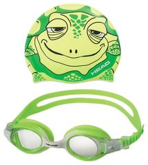 Очки для плавания Head+шапочка Meteor Character, Зеленый