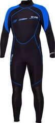 , Black / Blue, For diving, Wet wetsuit, Male, Monocoat, 5 mm, 22 to 30 ° C, Without a helmet, Behind, Neoprene, 2 XL