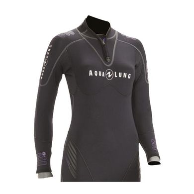 , Черный, For diving, Wet wetsuit, Women's, Monocoat, 7 mm, 15 to 25 ° C, Without a helmet, Behind, Neoprene, M