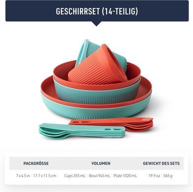 Набір посуду Sea To Summit Passage Dinnerware Set 2P 14 Piece spicy orange/aqua sea blue