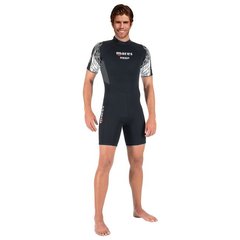 , Black / White, For diving, Wet wetsuit, Male, Shortened, 2.5 mm, 22 to 30 ° C, Without a helmet, Behind, Neoprene, M